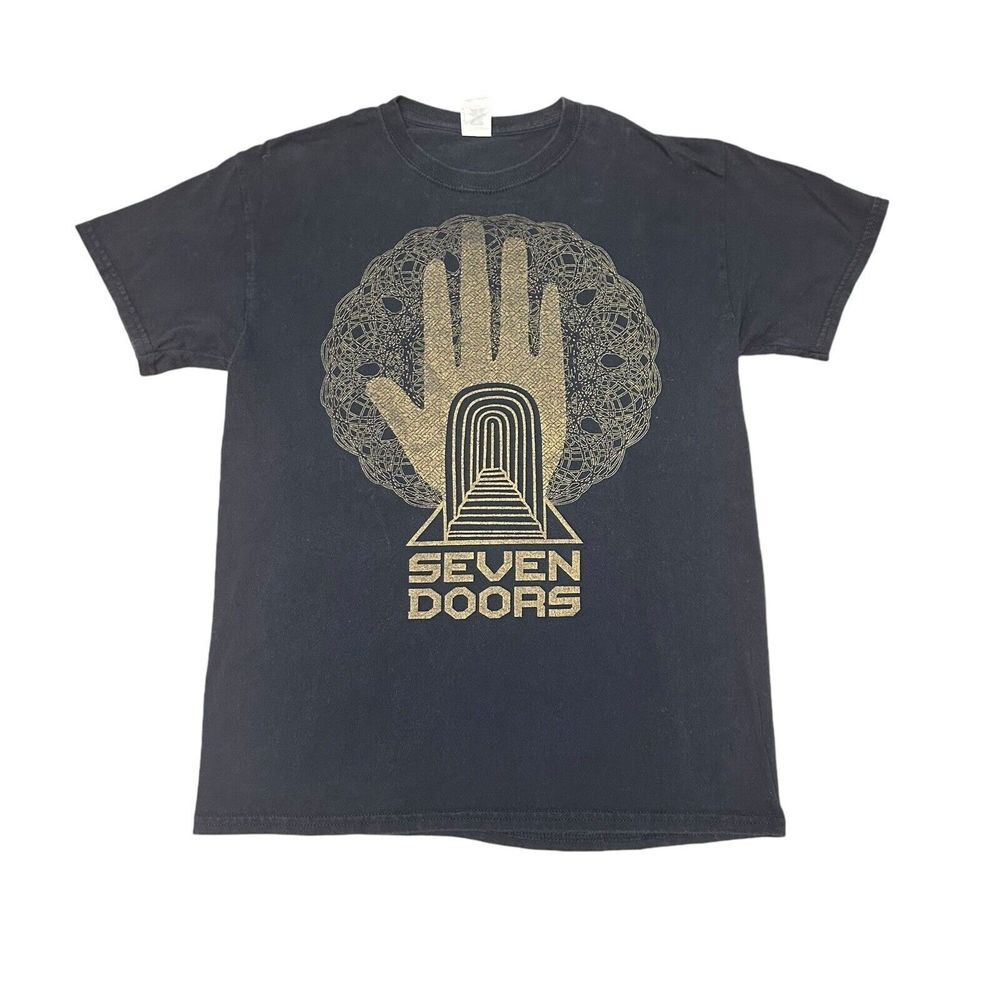 Seven Doors Mandala Palm T‎ Shirt Black Size Medium Unisex Trippy